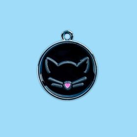 Pet Collar Cat Cute Cat Pattern Pendant Collar For Dogs Kitten Cats (Color: black)