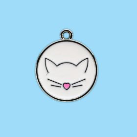 Pet Collar Cat Cute Cat Pattern Pendant Collar For Dogs Kitten Cats (Color: White)