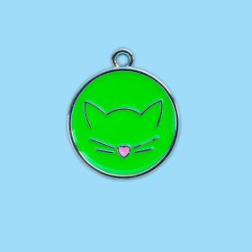 Pet Collar Cat Cute Cat Pattern Pendant Collar For Dogs Kitten Cats (Color: Fluorescent Green)